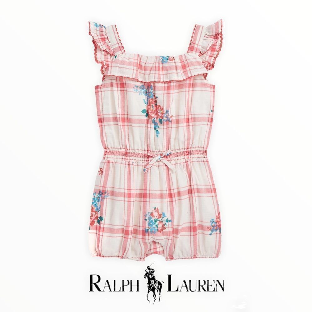 Polo Ralph Lauren Baby Girl Plaid Floral Romper NWT 18M 24M - Picture 2 of 4
